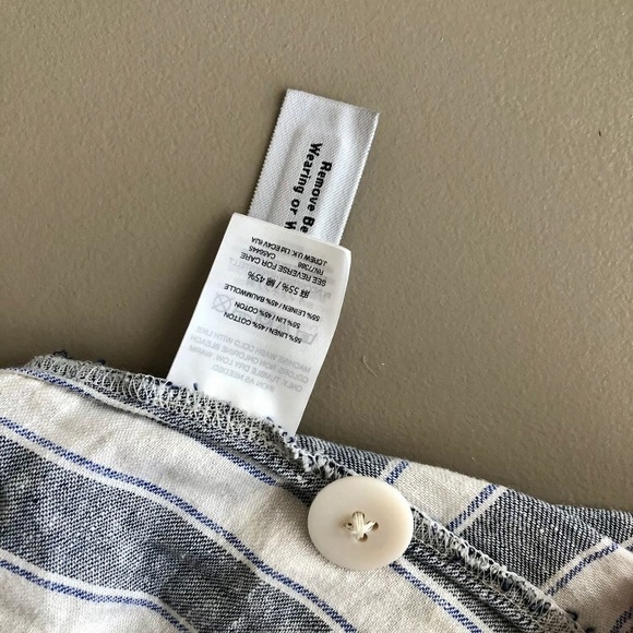 Madewell Blue/White Stripe Round Neck Cap Sleeve T-Shirt Dress w/ Pockets W XS - Picture 8 of 8